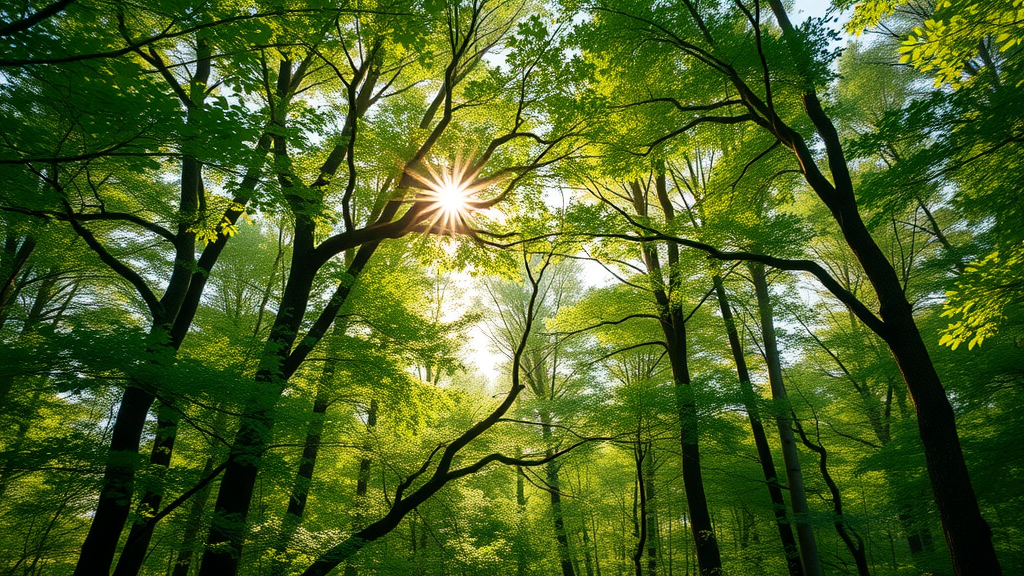 Lush Missouri forest canopy vibrant and healthy showcasing a variety of tree species tree health monitoring Missouri