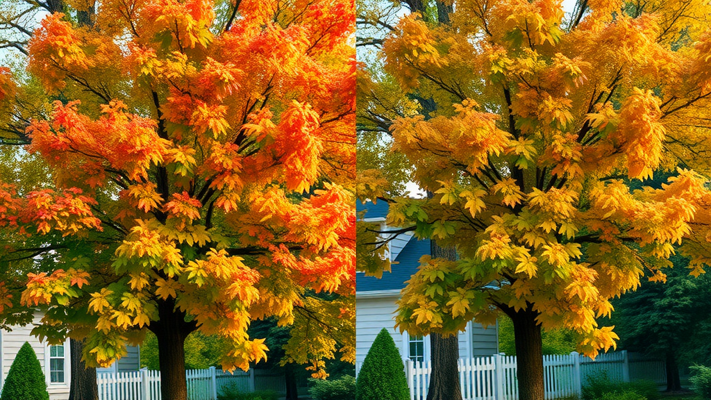 Comparison of healthy and diseased trees side-by-side in Kansas City, vibrant foliage versus visible disease symptoms