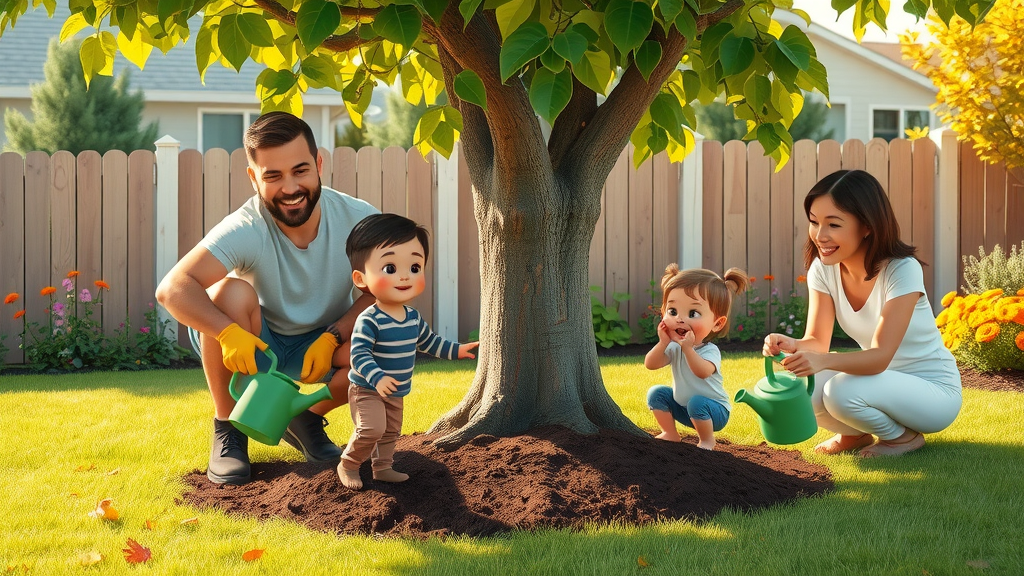 family kansas city backyard watering mulching healthy tree tree care service