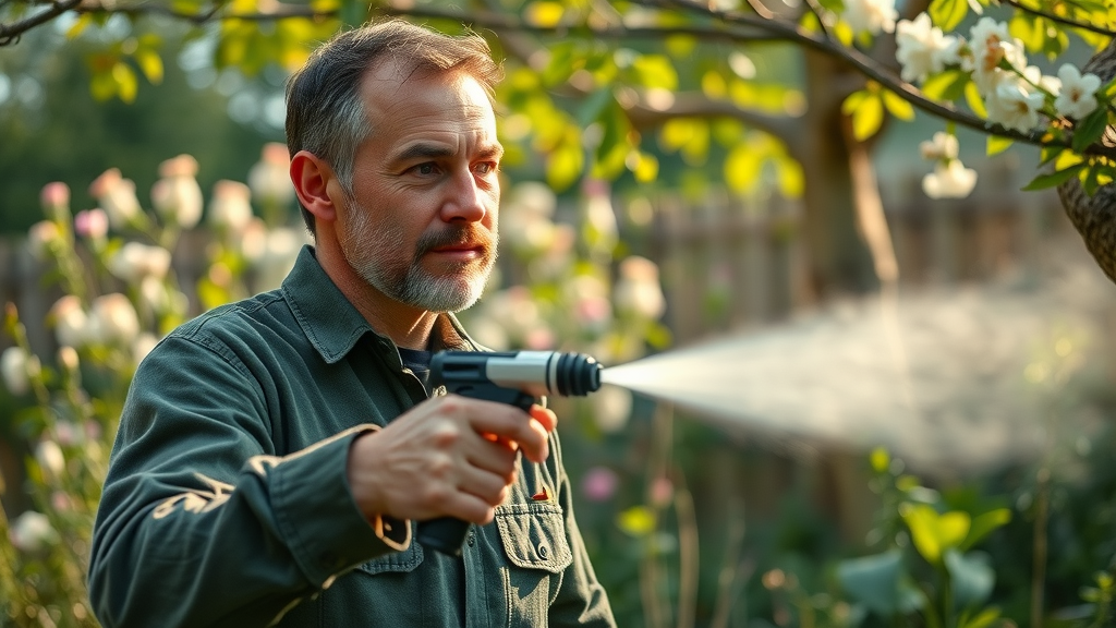 tree care expert applying eco-friendly spray Kansas City backyard