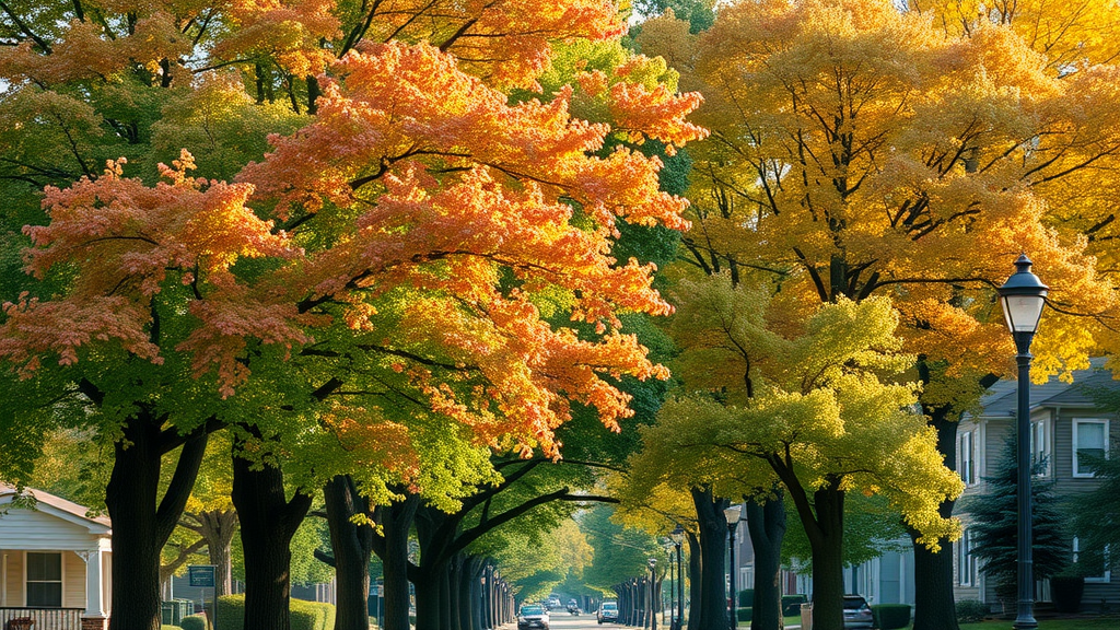 Tree health assessment Kansas City vibrant healthy urban trees, thriving in a Kansas City residential neighborhood