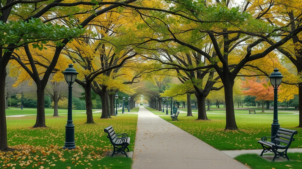 Bur Oak, Redbud, Sugar Maple trees in Kansas City park for professional tree care