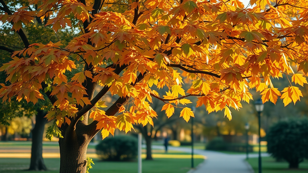 Tree seasonal transition, pest control maintenance, calm healthy park environment, best practices for insecticide application for trees