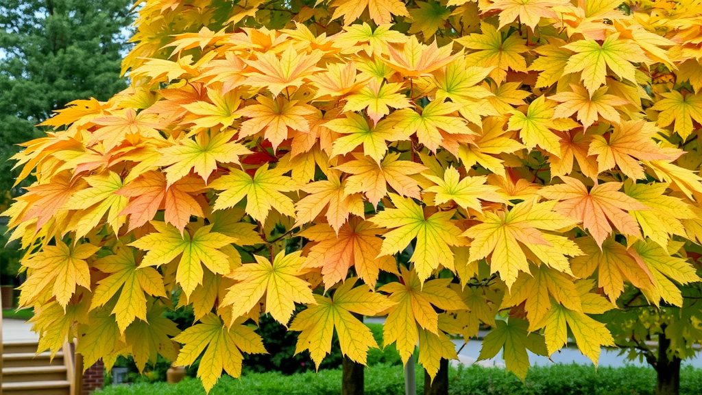 Before: Chlorotic maples with yellowing leaves, Plaza