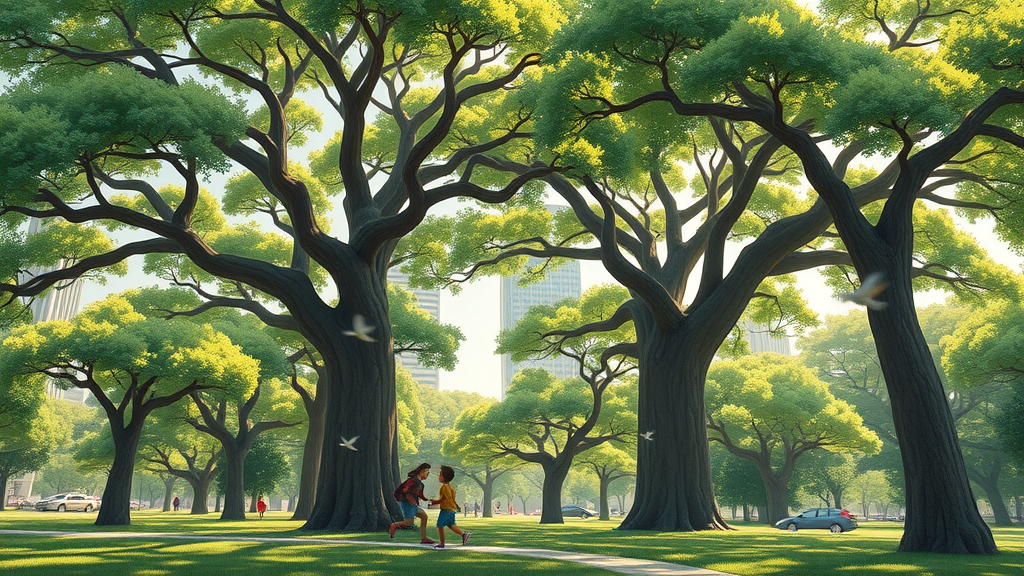 Long-lived healthy urban trees with thriving canopies in Kansas City park