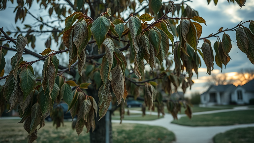 pest control for trees Kansas City signs of decline wilting leaves insect webs distress tree