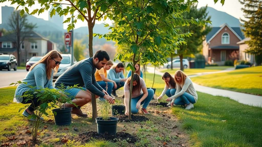 neighborhood group planting resistant trees and treating ash along Kansas City street for emerald ash borer control