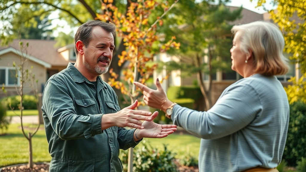 ISA Certified Arborist consulting with homeowner in Kansas City yard about tree health and care