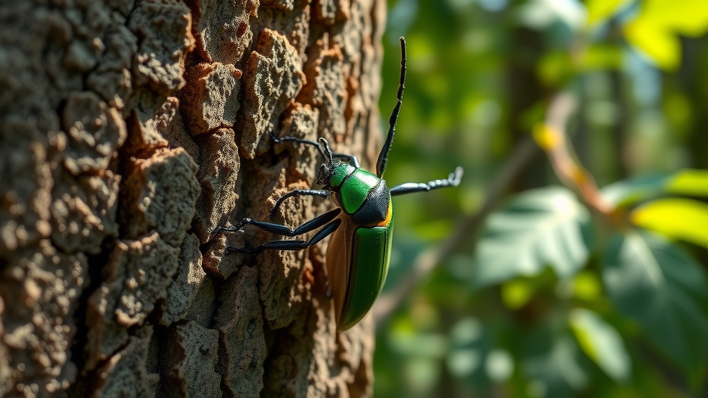 emerald ash borer beetle on tree bark close-up, Kansas City