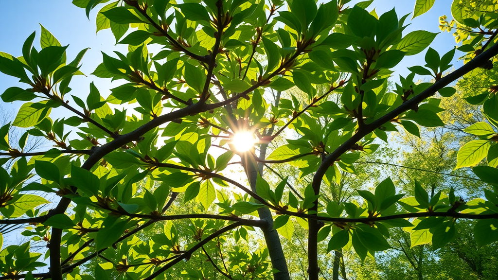 Close-up of a Missouri tree crown vibrant green leaves healthy branches plant health care